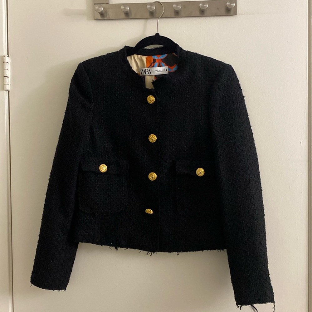 Zara Tweed Jacket | Black | Size S